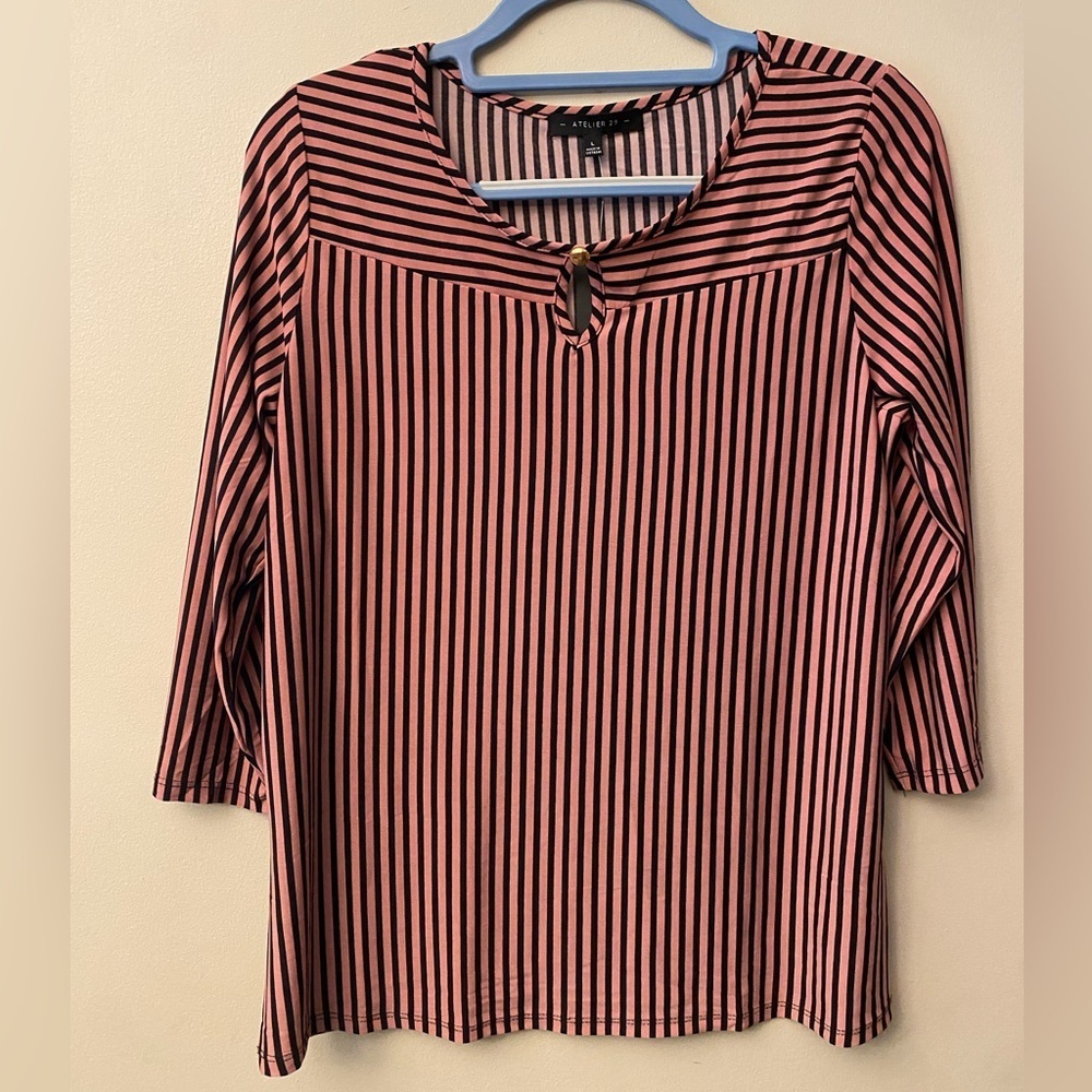 Atelier 29 Striped Pink and Black Women's Top 🆕